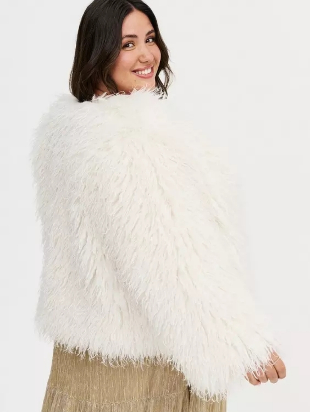 TORRID 2X Shaggy Faux Fur Jacket Cropped Coat Elegant Party Bridal - Picture 3 of 9